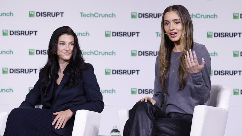 Phia founders Phoebe Gates and Sophia Kianni pictured speaking at an event