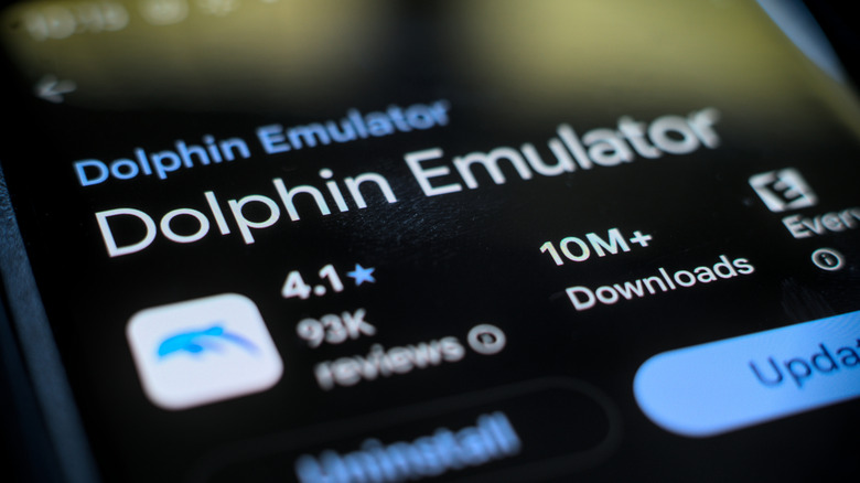 The mobile app store page for the Dolphin Emulator.