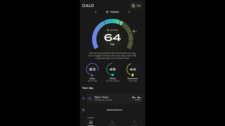 Screenshot of the QALO app.
