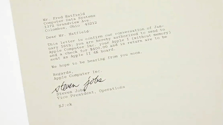 A 1978 letter, offering an Apple II trade-in, signed by Steve Jobs
