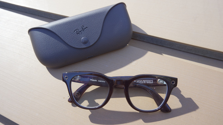 The Ray-Ban Meta Optics with their charging case.