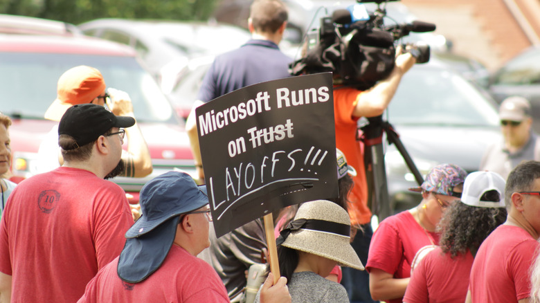 Xbox employees protest outside their offices