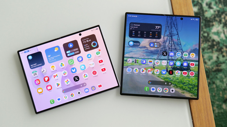 The Galaxy Z Fold 8 (left) vs nan Z Fold 8 Ultra (right).
