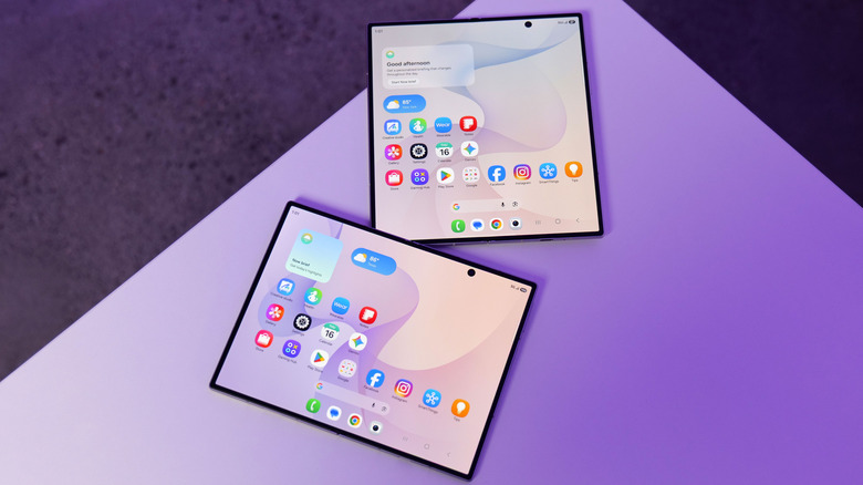 The Z Fold 8 Ultra (top) compared to the new base model (bottom).