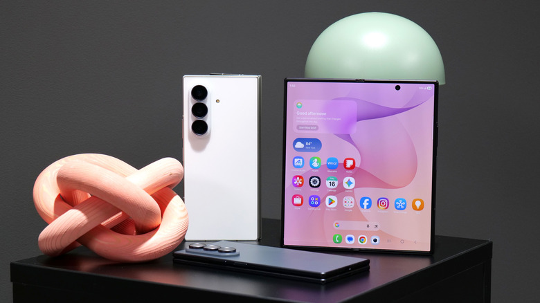 Samsung Galaxy Z Fold 8 Ultra in various colors posed on table
