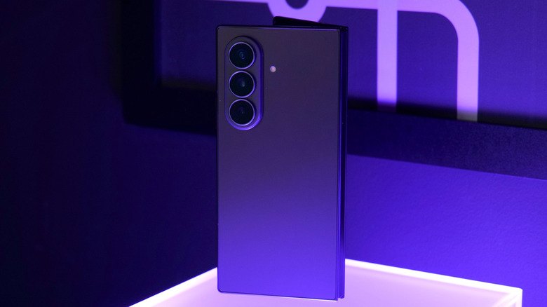 Samsung Galaxy Z Fold 8 Ultra posed on stand