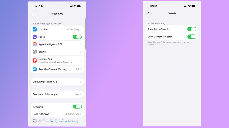 A screenshot how to prevent Siri AI from surfacing data from your apps.