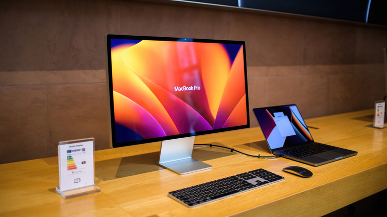 A 5K Retina display connected to a MacBook Pro
