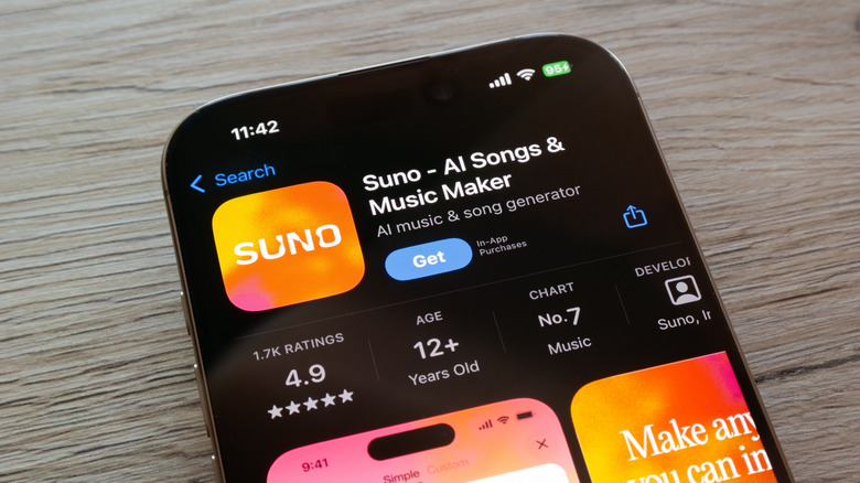 The App Store page for Suno on an iPhone.