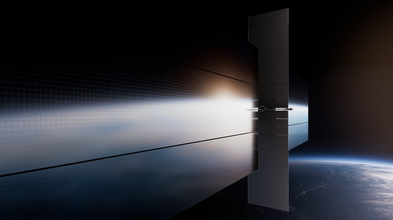 A close up shows the AI1's solar panels over as the satellite orbits in space.