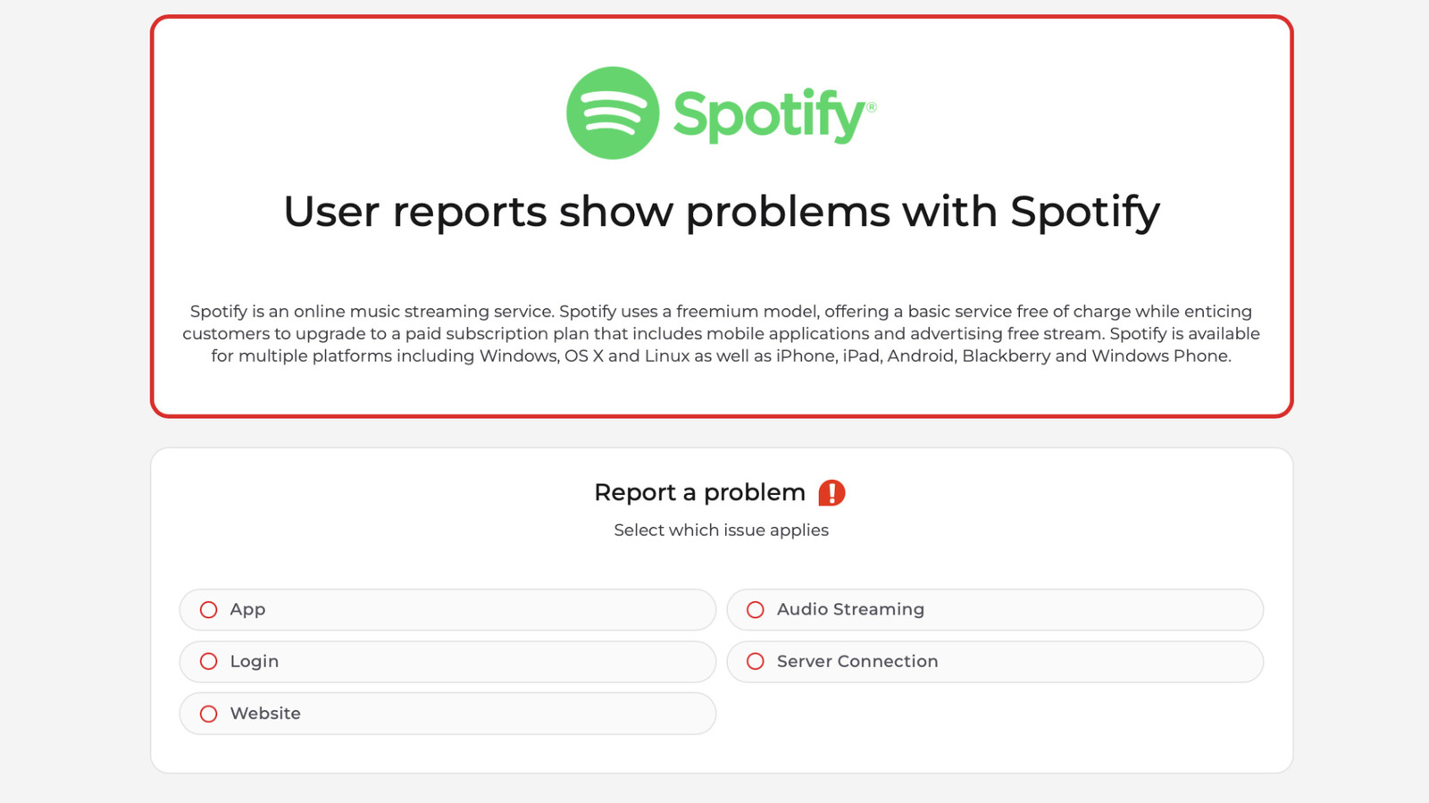 Spotify is down for some users