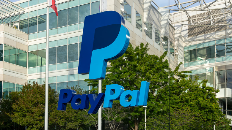 Paypal logo on a window