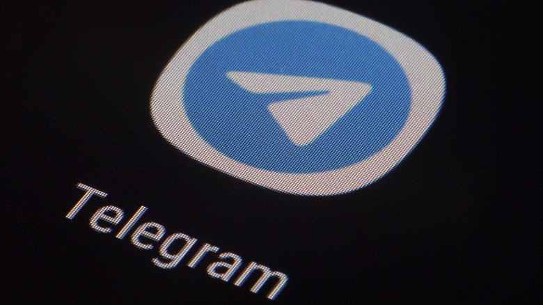 Close-up photo of the Telegram app name and logo shown on a smartphone screen