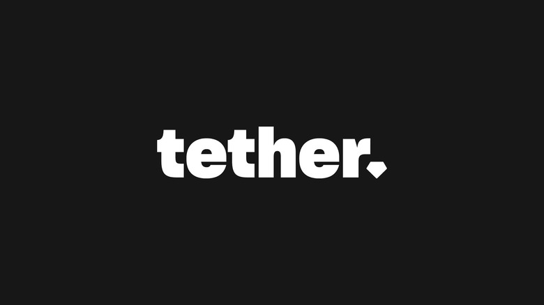 The Tether logo on a black background.