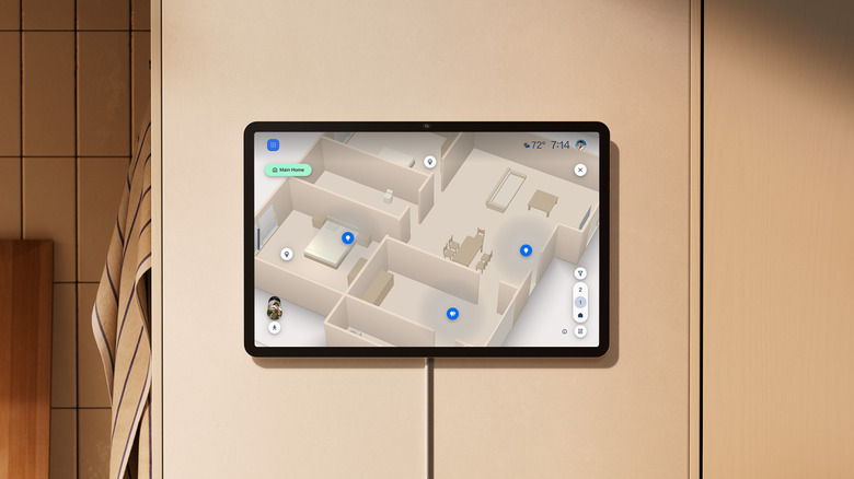 The Alexa Home Map on an Echo Show 16 mounted on a wall.