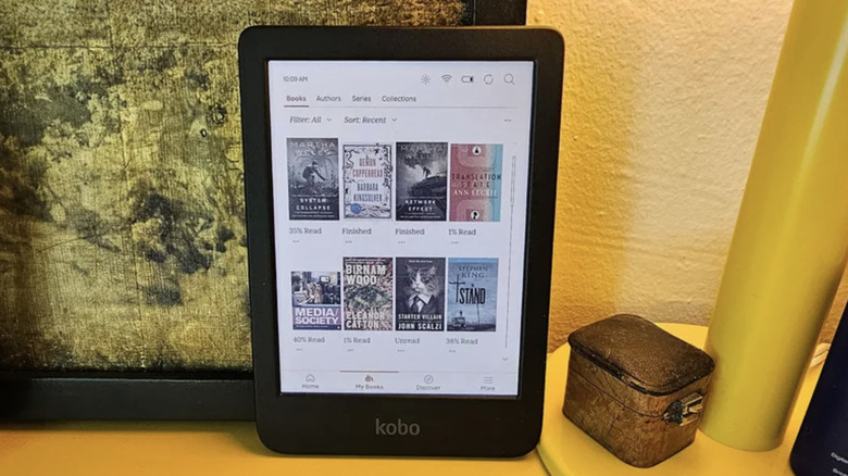 Kobo Clara Colour upright on a shelf