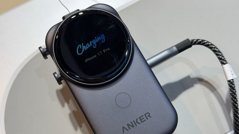 Anker Nano Universal Charger, showing it's charging an iPhone.