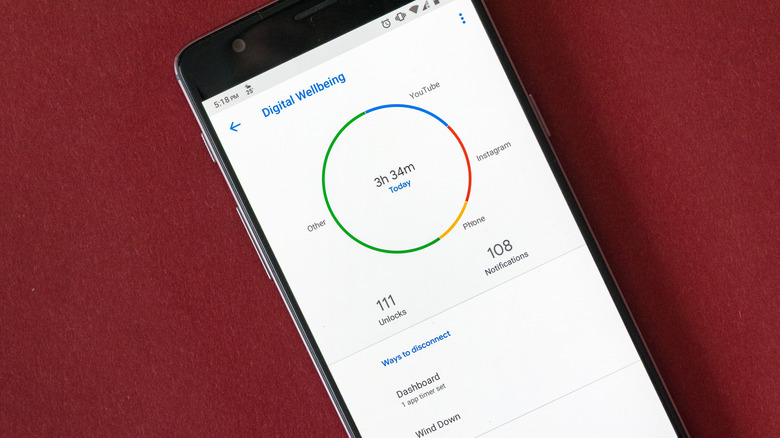 Digital Wellbeing app on Android phone.