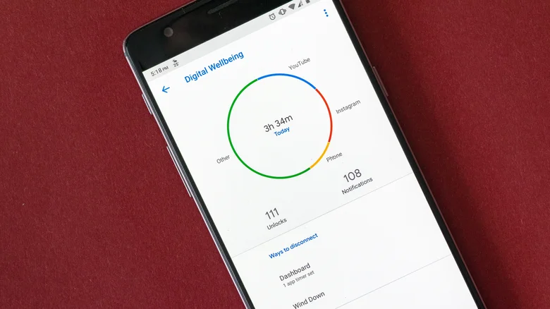 Digital Wellbeing app on Android phone.