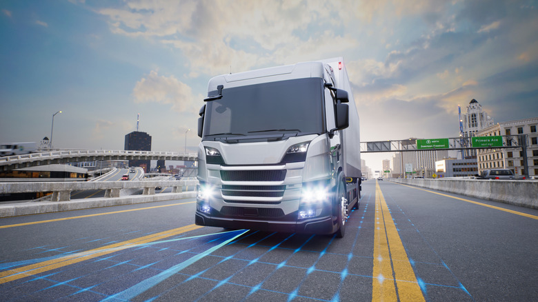 A render of a self-driving truck.