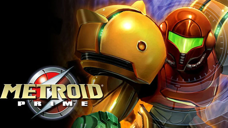 Key art for Metroid Prime showing protagonist Samus Aran in her Varia suit.