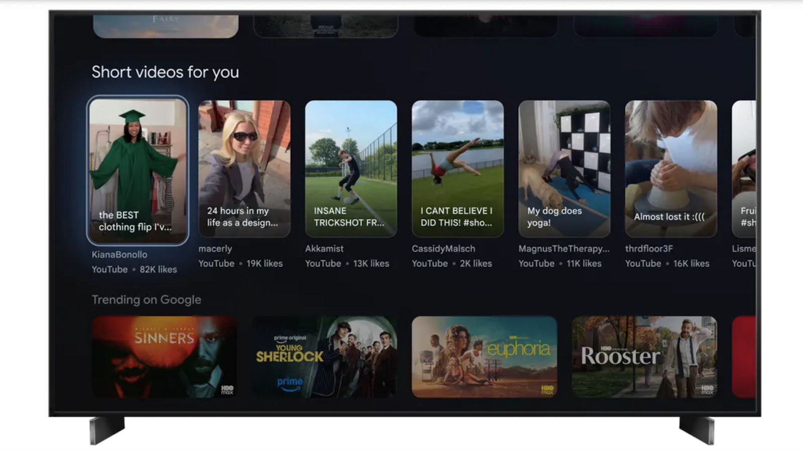 The Google TV platform will soon display YouTube Shorts videos directly on the home page