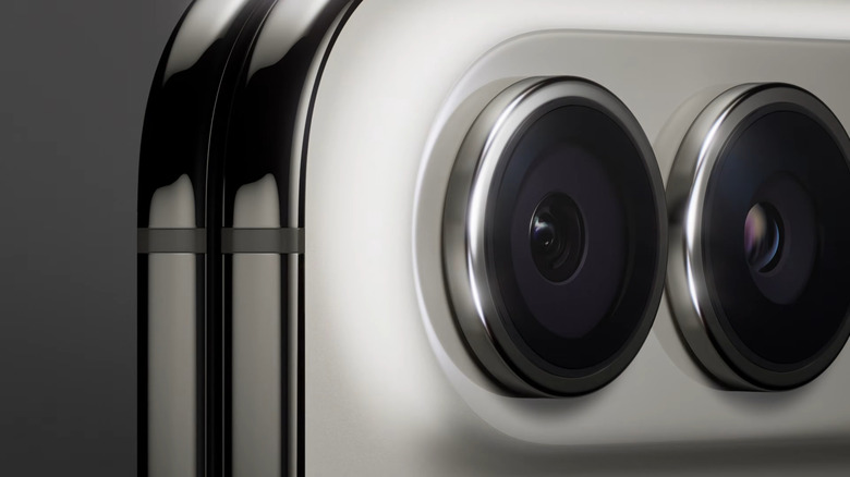 Closeup of the foldable iPhone Duo's camera