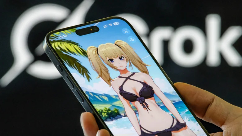 An Anime character displayed on an iPhone.
