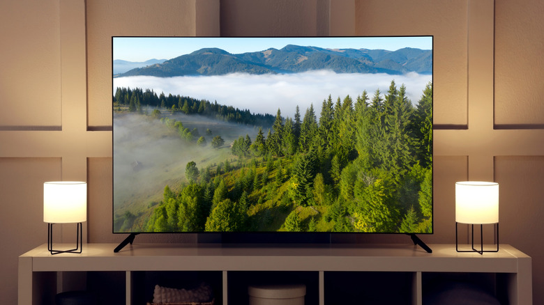 A TV in a living room.