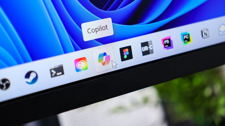 Close up of Copilot icon on Windows 11 taskbar