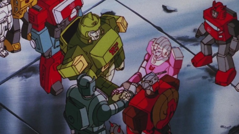 The ending scene of the Transformers movie featuring Springer, Wreck-Gar and others.