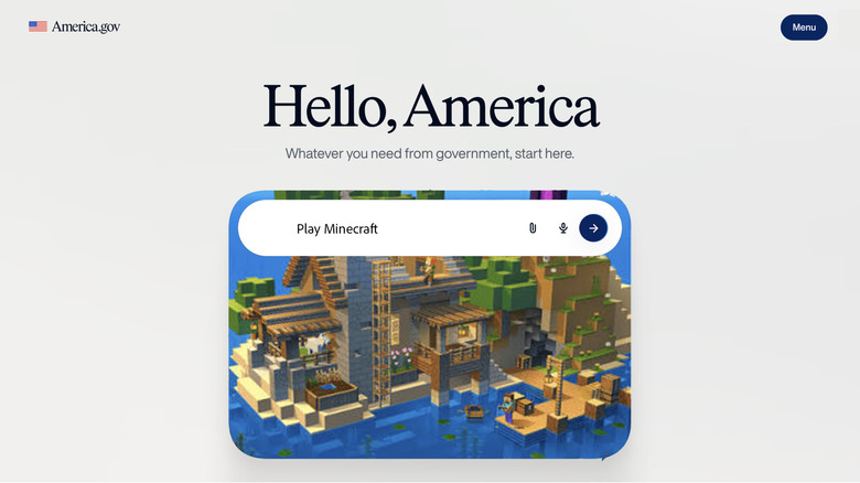 A photoshopped image of the America.gov website showing Minecraft imagery