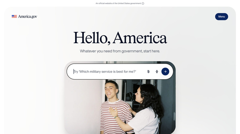 Screenshot of the America.gov AI chatbot website.