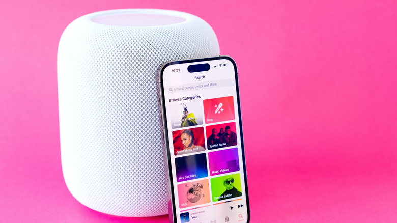 HomePod and iPhone.