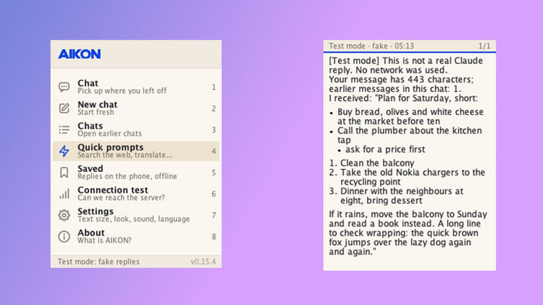 Two screenshots showing off the AIKON interface.