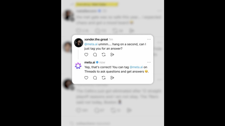 A screenshot of the new Meta AI bot for Threads.