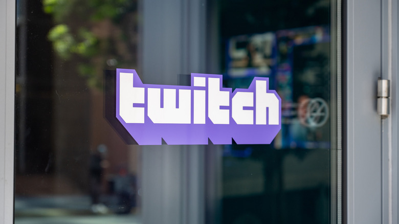 The twitch logo on a window.