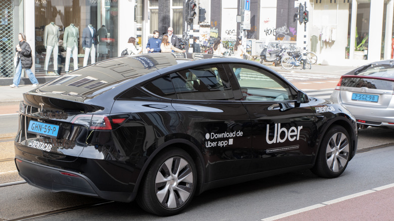 An Uber-branded Tesla in The Netherlands.