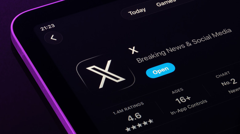 The X app on a phone