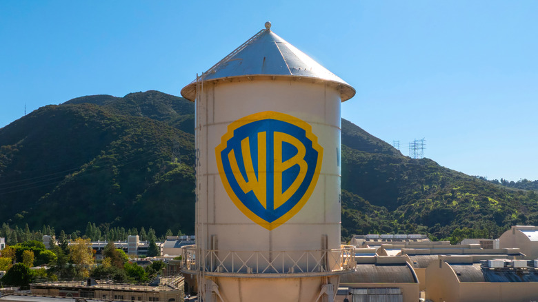 The Warner Bros logo on a water tower