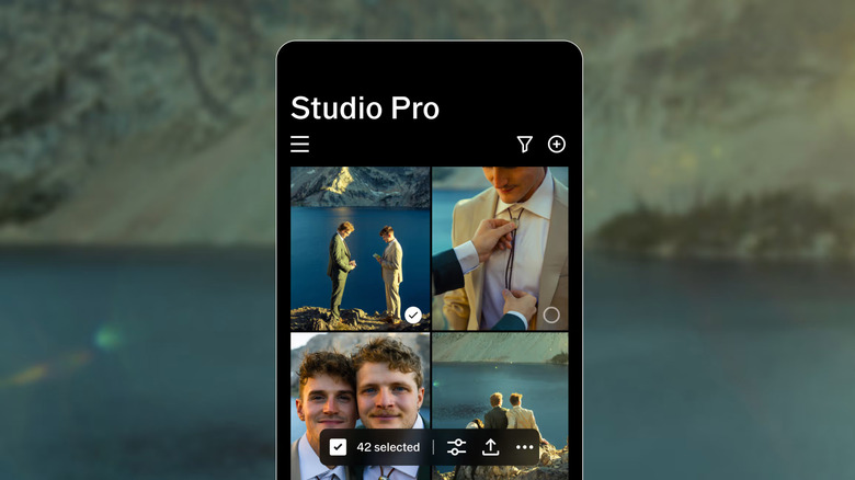 VSCO's new Studio Pro photo app is seen in a mockup on an iPhone