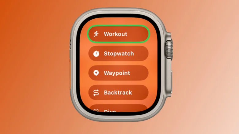 Customizing the action button on an Apple Watch Ultra.