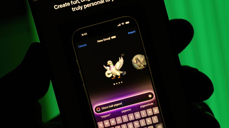A hand holding a phone showing the Image Playground app.