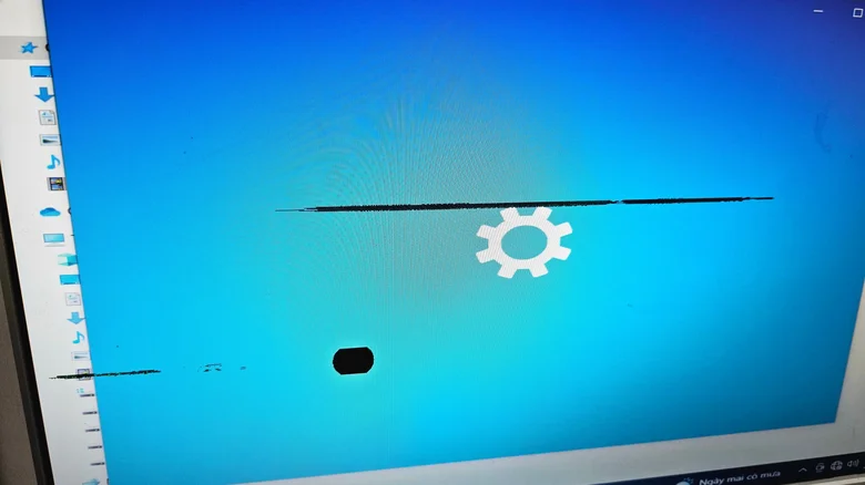 A computer screen with many clusters of dead pixels