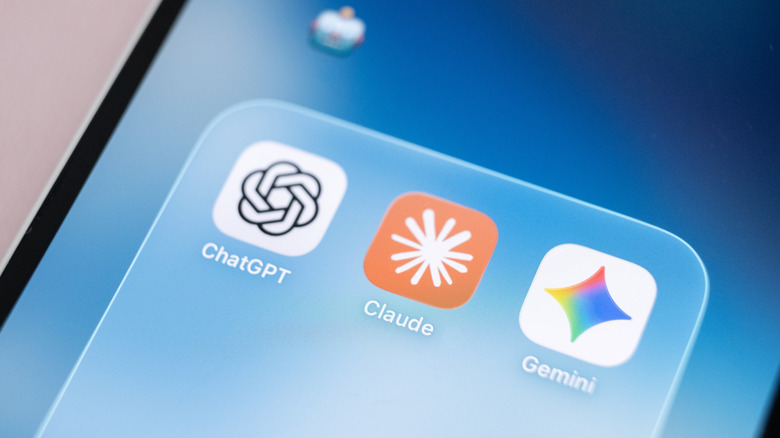 The icons for ChatGPT, Claude and Gemini on an iPhone 17 home screen.