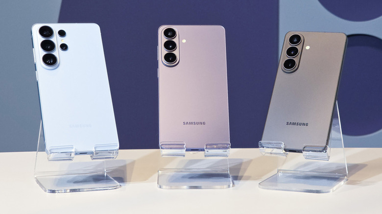 Three Samsung smartphones.