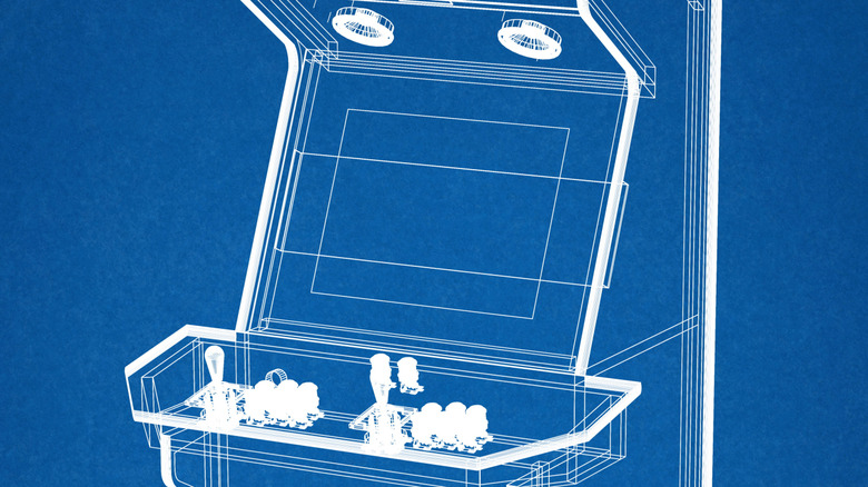 A blueprint of a gaming cabinet.