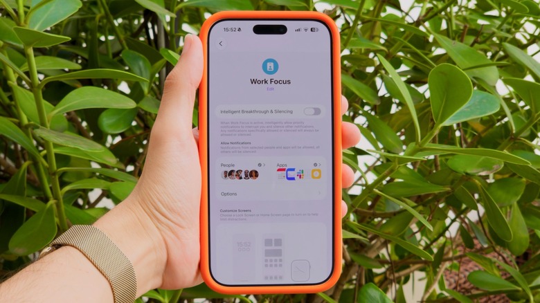 Personalizando o modo Work Focus do iPhone no aplicativo Configura&ccedil;&otilde;es.