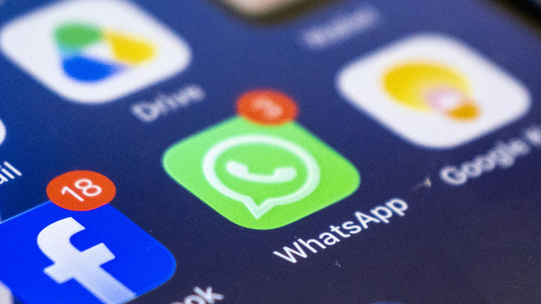 The WhatsApp icon is shown on an iPhone screen