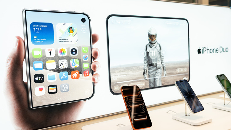 The iPhone Duo promoted at an Apple Store.